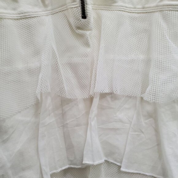 WHITE by Lauren Vidal Women's Zip Neck Mesh Layered Ruffle Sleeveless Tank Top M - Picture 2 of 8